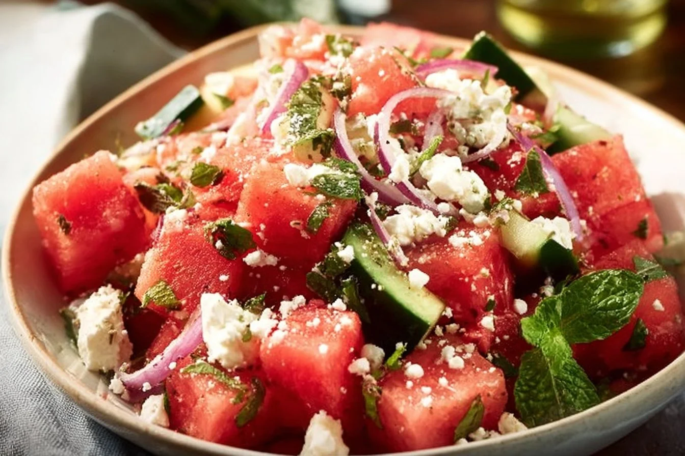 Watermelon Salad with Feta Cheese