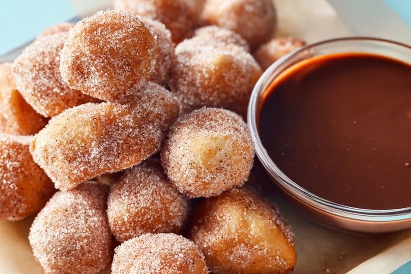 Delicious air fryer churro bites sprinkled with cinnamon sugar