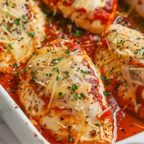 Baked Chicken with Marinara and Mozzarella