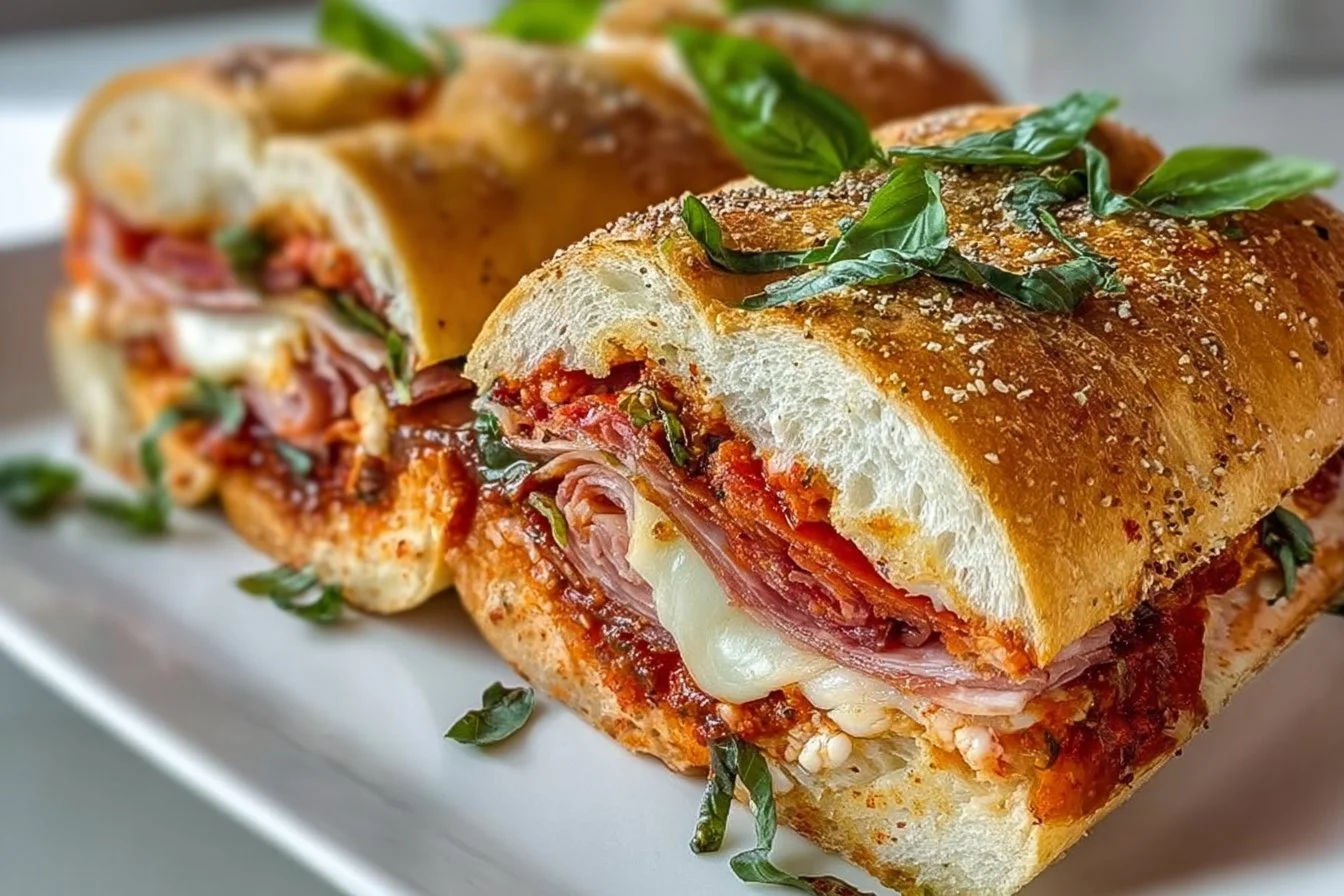 Delicious Baked Italian Grinder Sandwiches loaded with meats and cheese