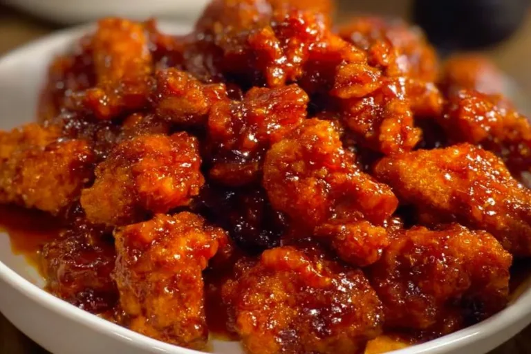 Delicious Baked Orange Chicken served with a side of vegetables and rice