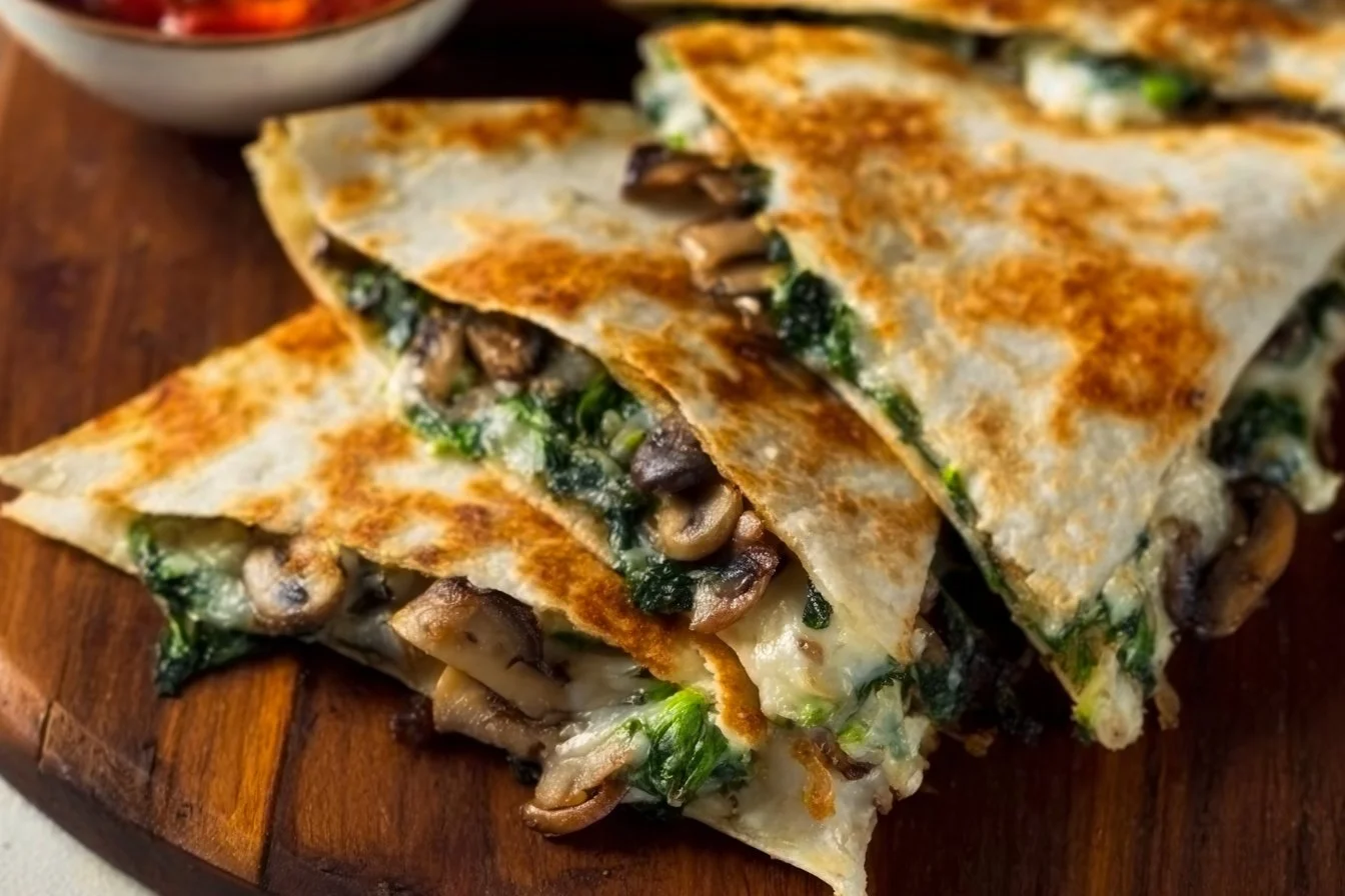 Baked Spinach Mushroom Quesadillas