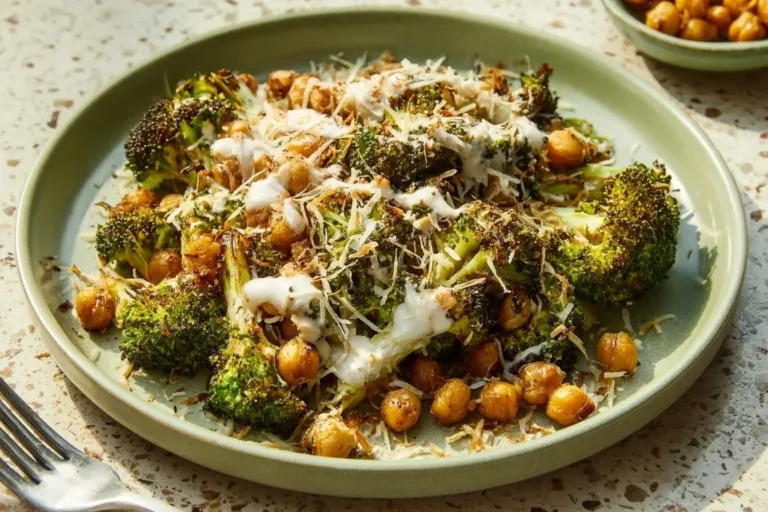 Delicious Broccoli Caesar Salad with fresh broccoli and creamy dressing