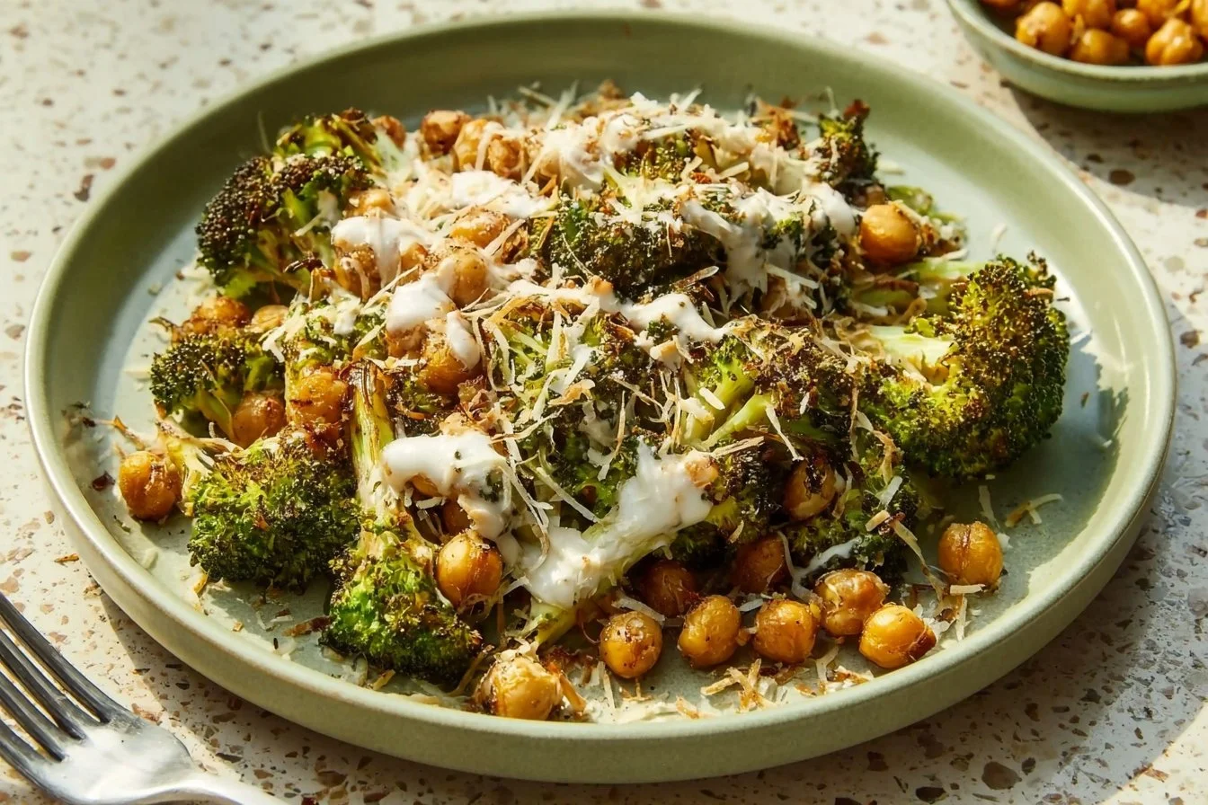 Delicious Broccoli Caesar Salad with fresh broccoli and creamy dressing