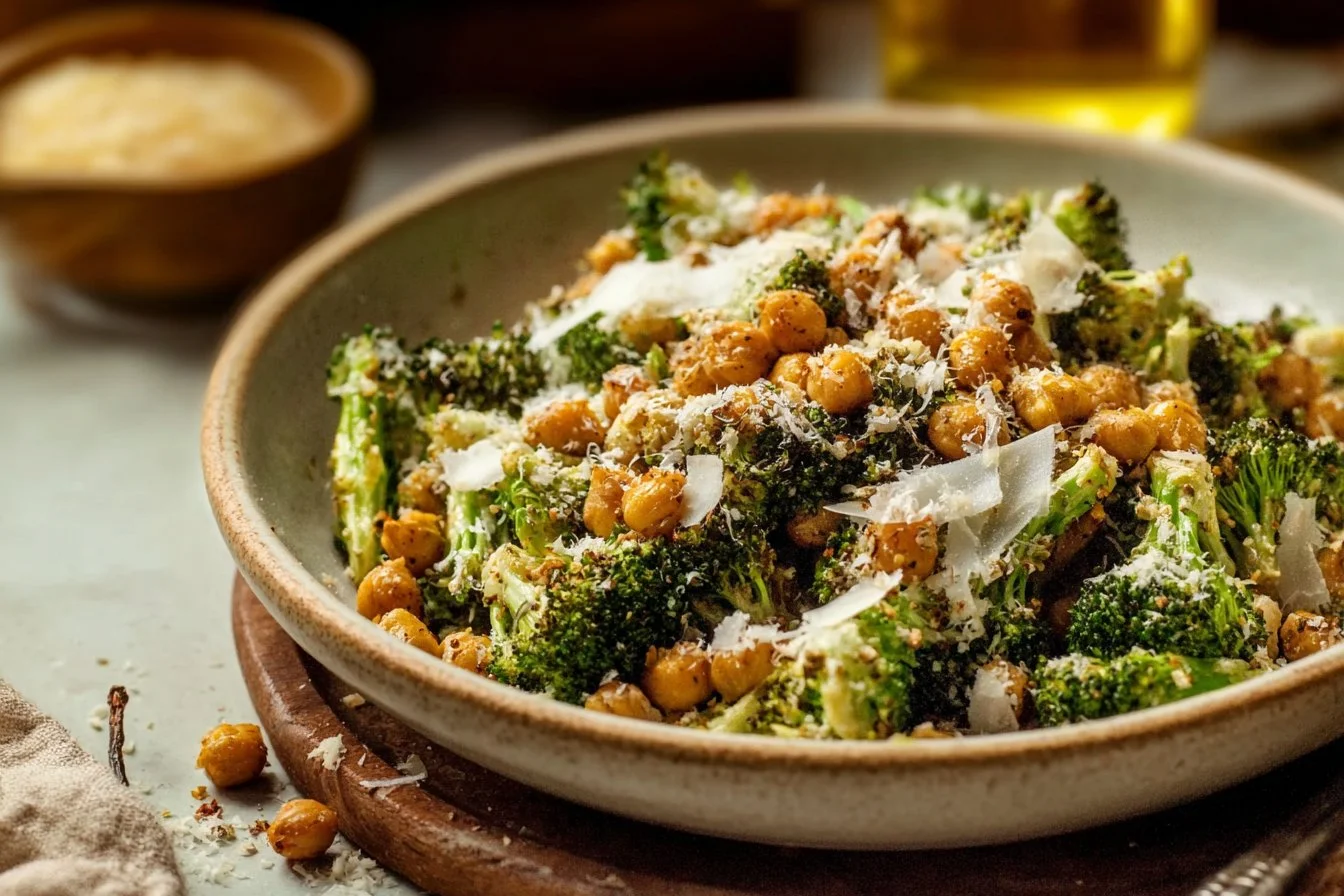 Broccoli Caesar Salad with Crispy Chickpeas and Toasted Breadcrumbs