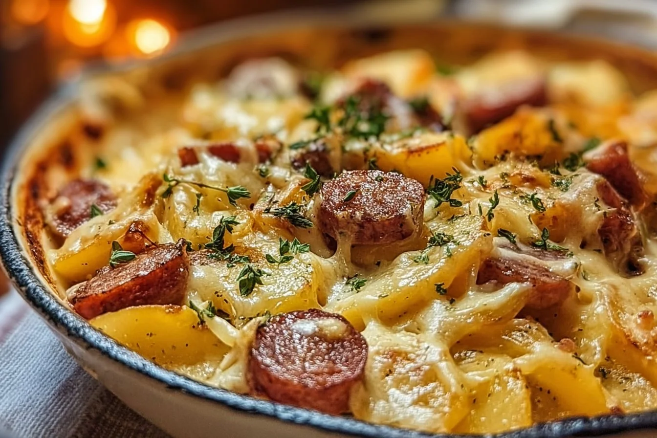 Cheesy Potato and Smoked Sausage Casserole