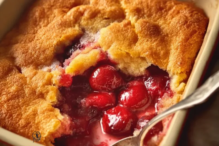 Delicious cherry cobbler made with pie filling, served warm with ice cream.