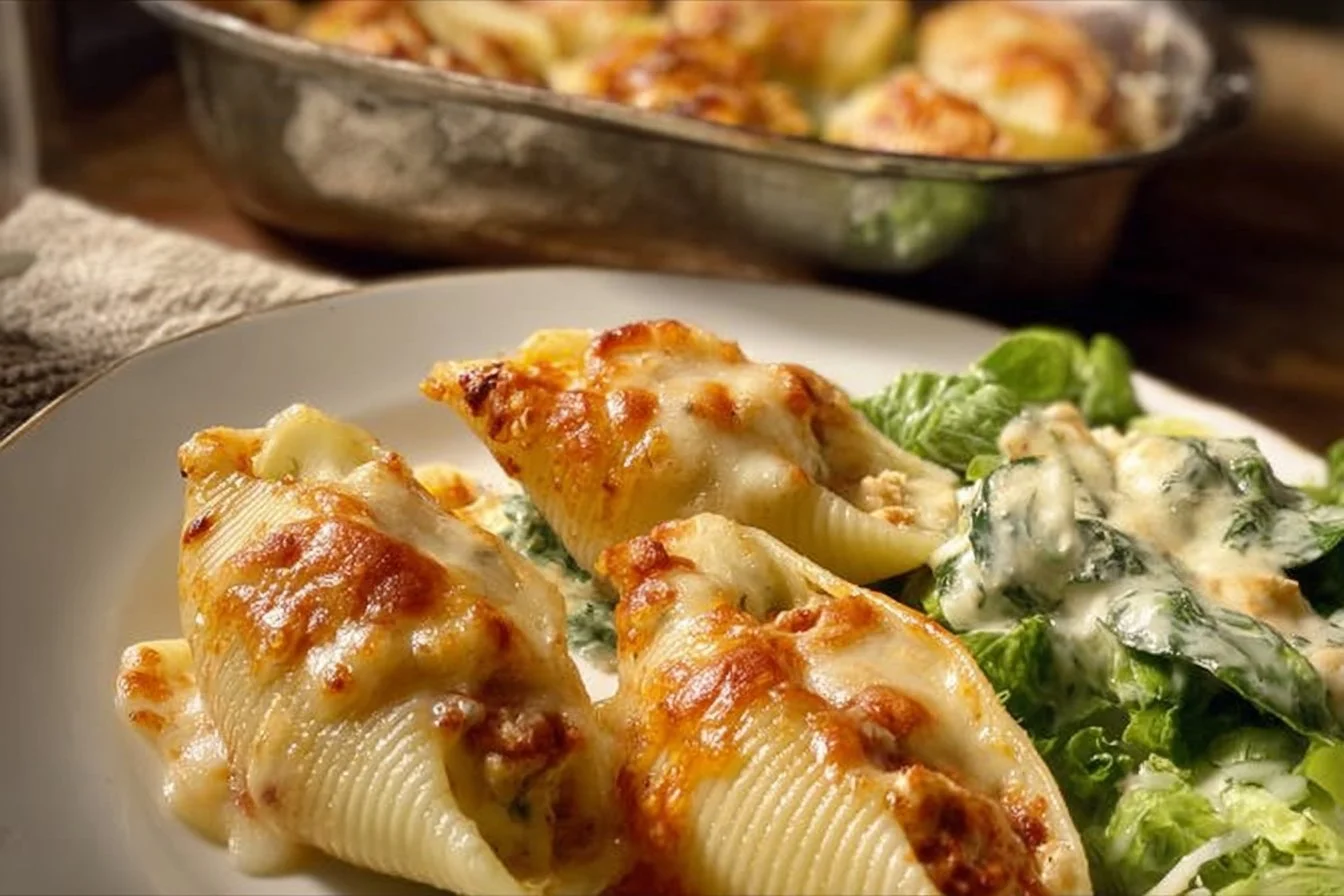 Creamy Chicken Alfredo Casserole served in a dish