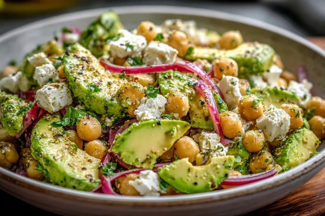 Chickpea Feta Avocado Salad