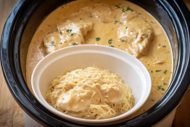 Delicious Crock Pot Angel Chicken served with herbs and spices