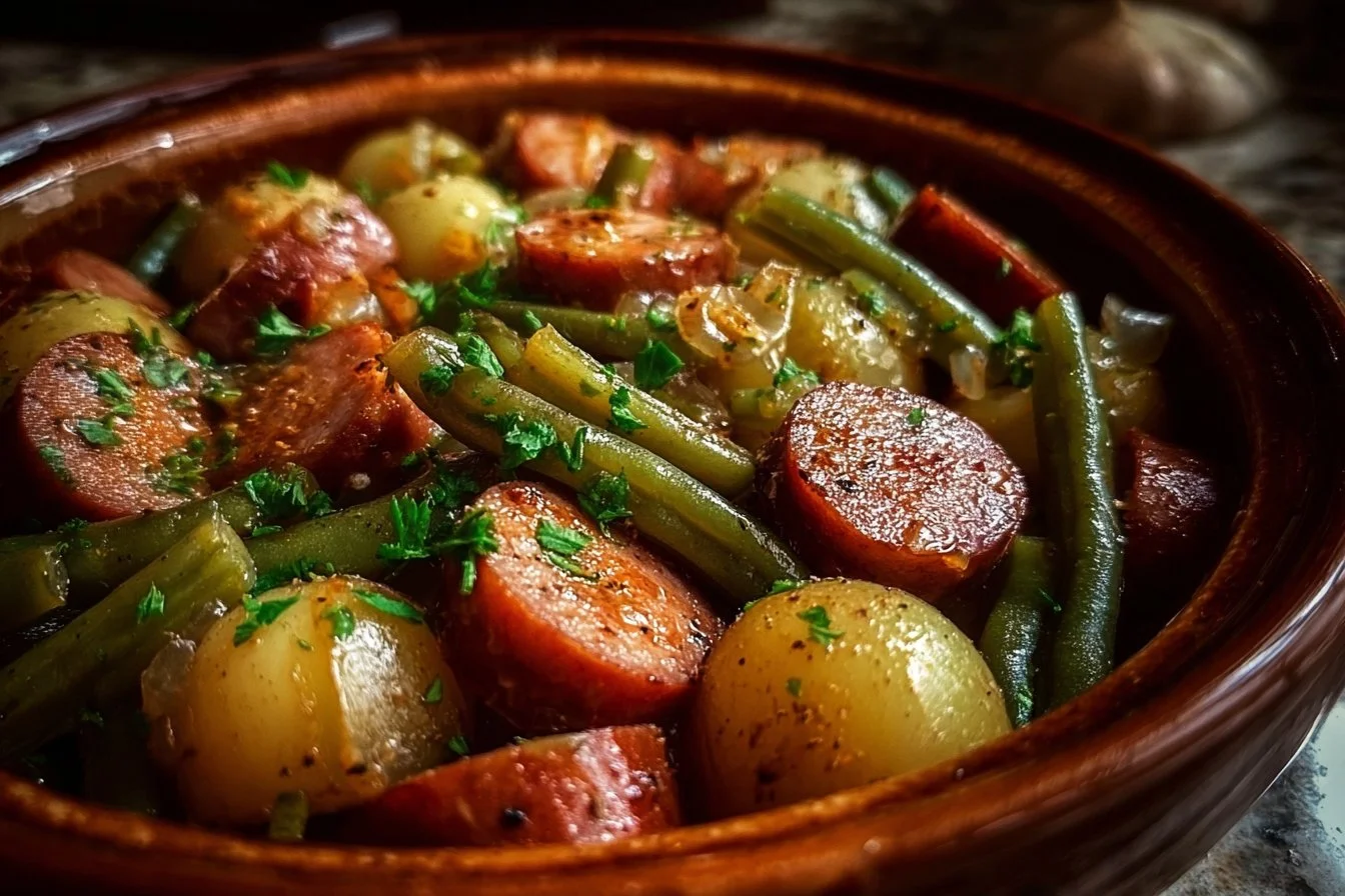 Crockpot Kielbasa and Green Beans