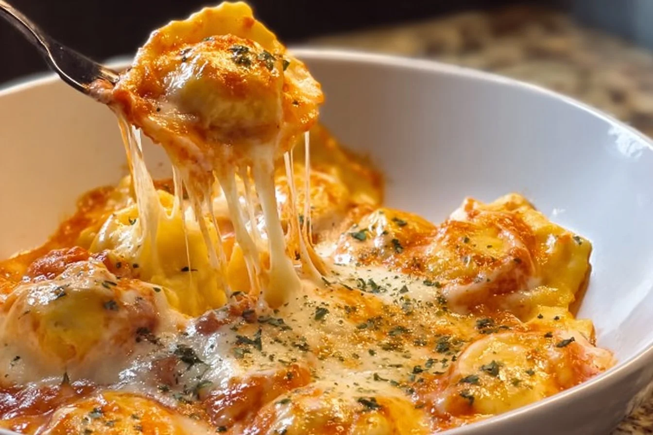 Crockpot Million Dollar Ravioli in a serving dish