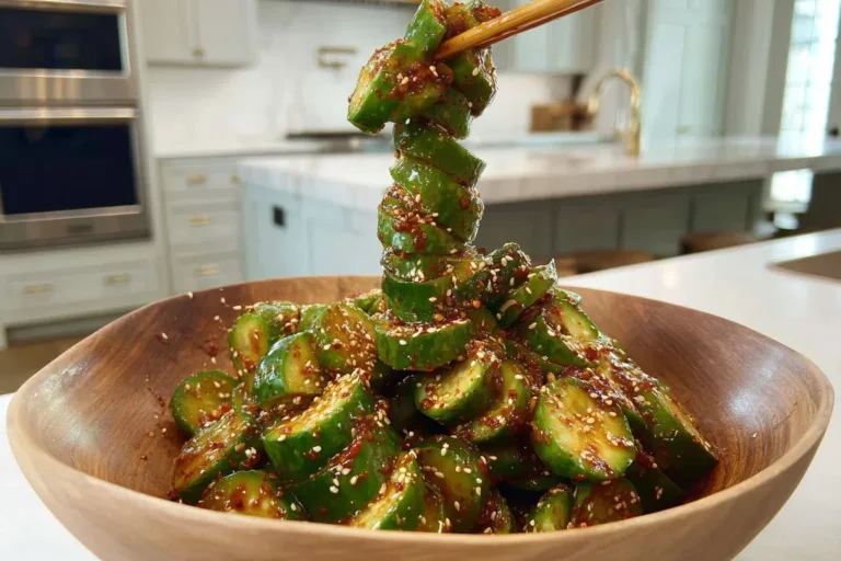 Delicious cucumber salad with fresh vegetables and dressing