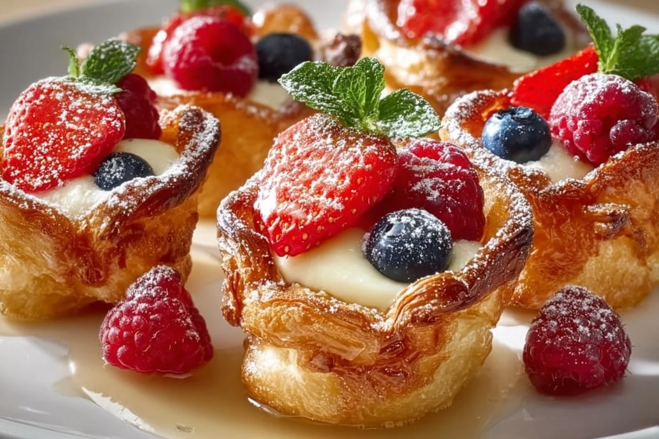 Easy baked French toast cups served on a plate for breakfast