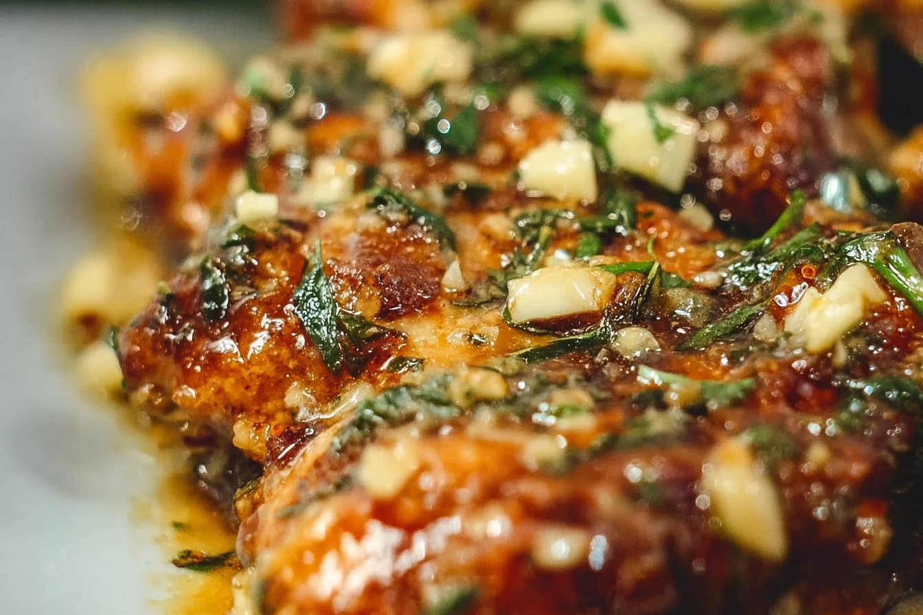 Garlic Parmesan Chicken Skewers grilled and garnished, ideal for a tasty meal