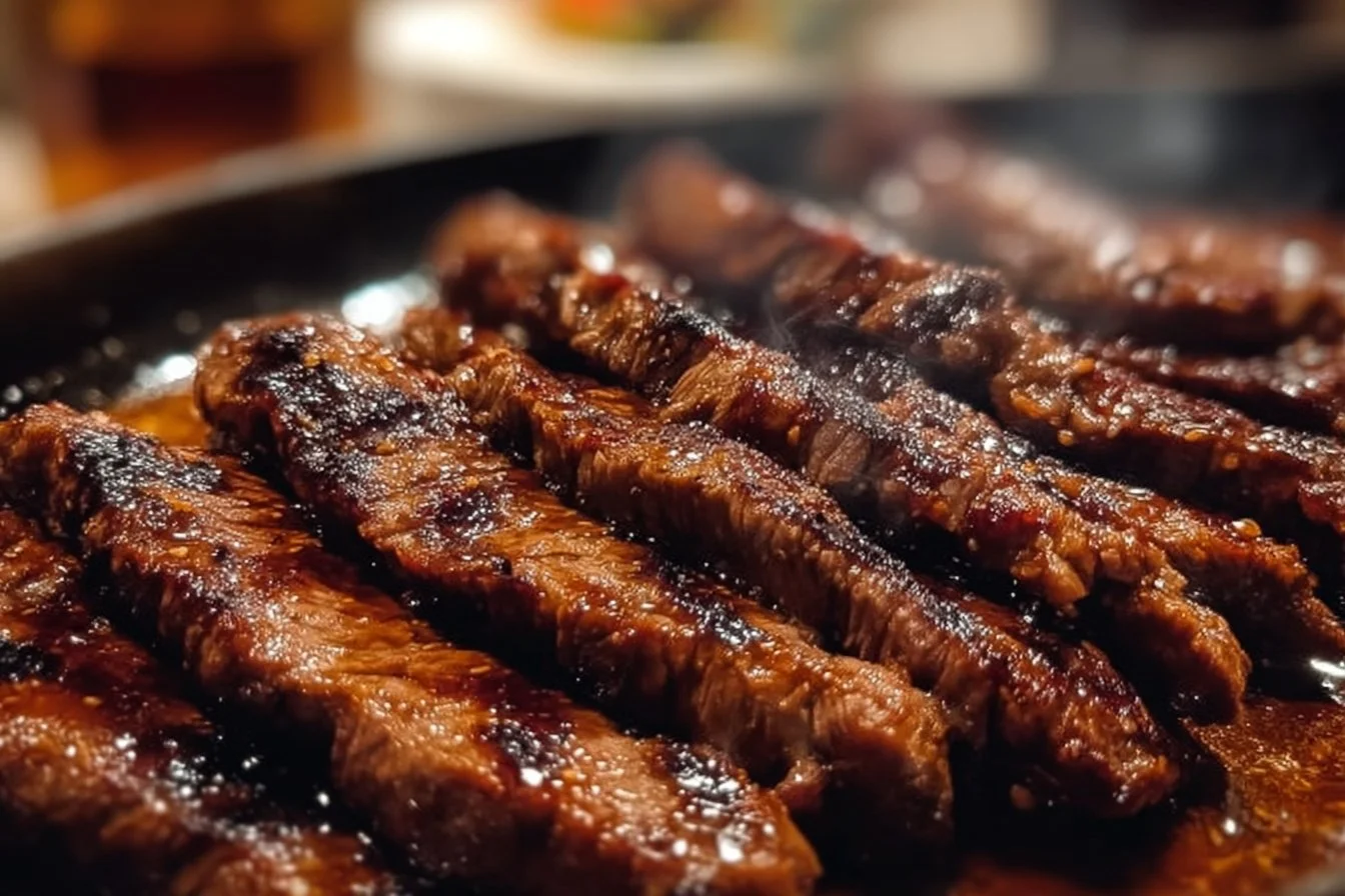 Grill Pan Honey Glazed Steak Strips