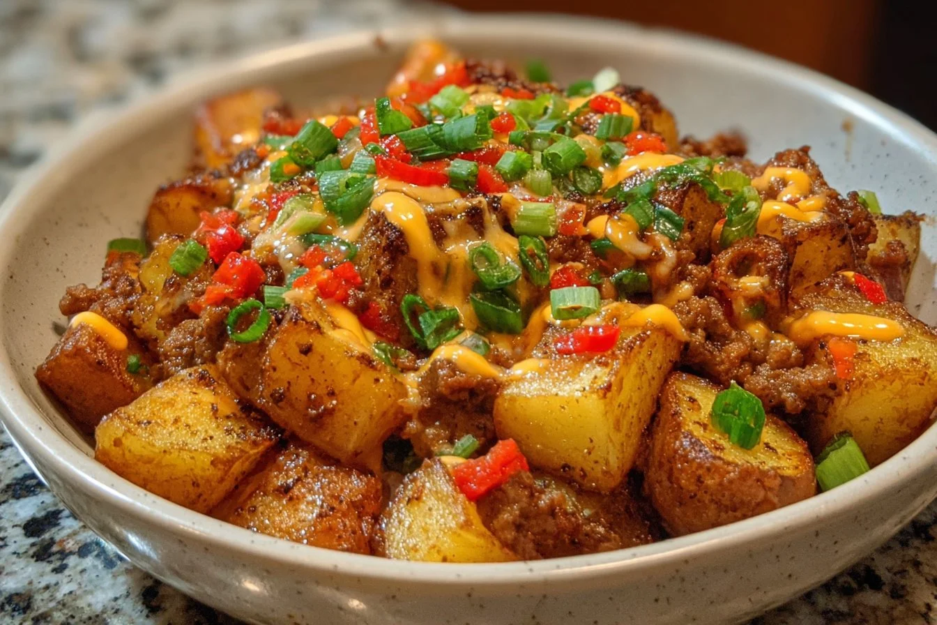 Delicious Loaded Southwest Potato Bowls topped with fresh ingredients