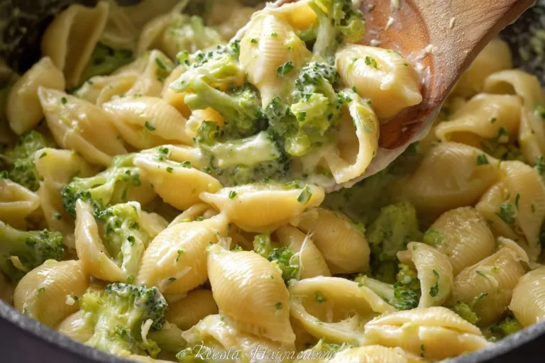 Creamy one-pot broccoli mac and cheese served in a bowl