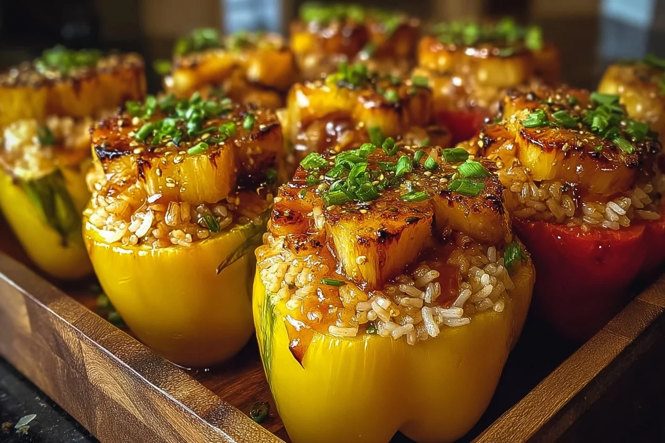 Teriyaki Pineapple Chicken and Rice Stuffed Peppers