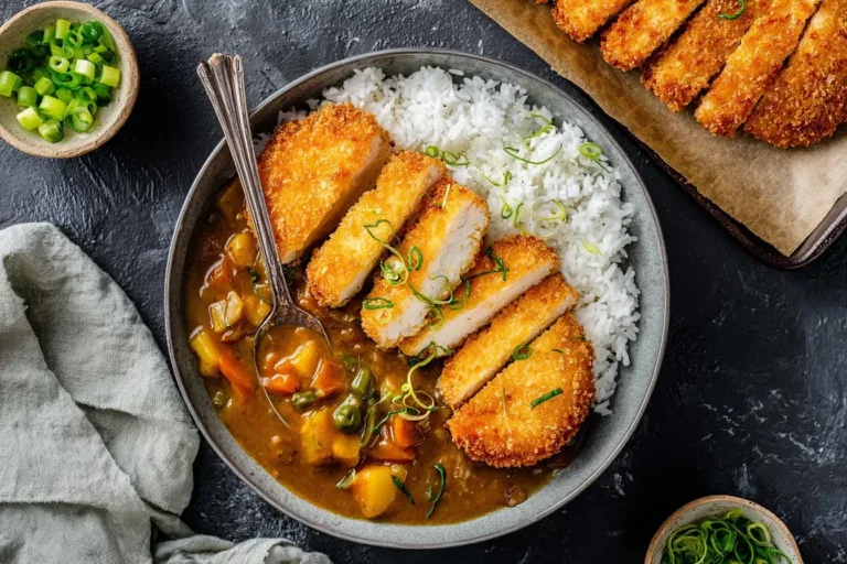 Delicious tofu cutlet plate with fresh vegetables and dipping sauce