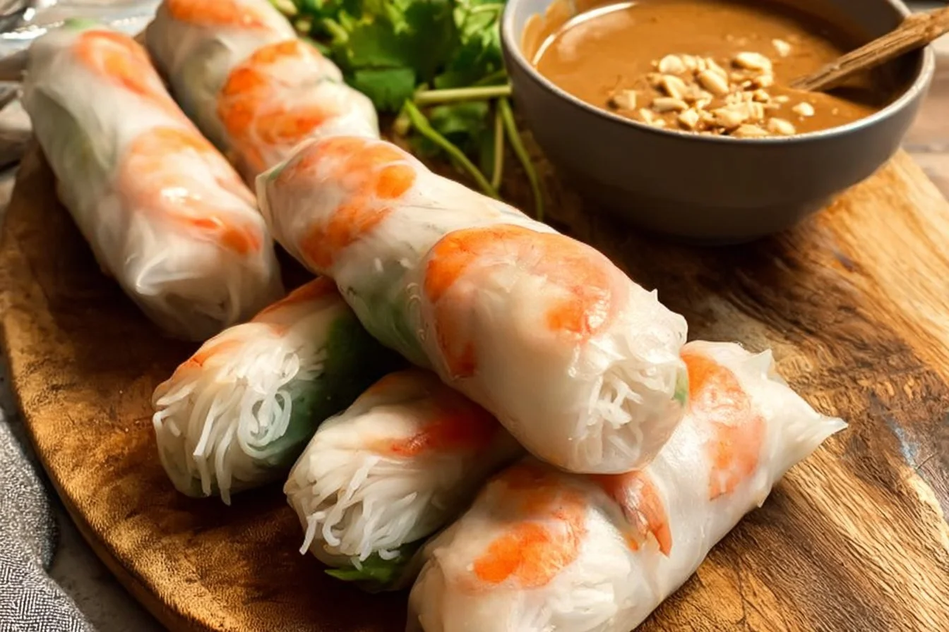 Vietnamese Spring Rolls with Easy Peanut Sauce