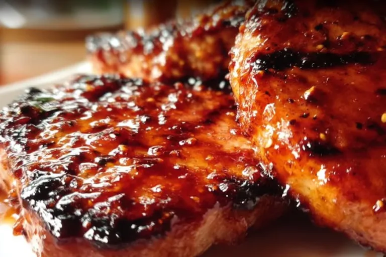 Delicious honey garlic pork chops served on a plate