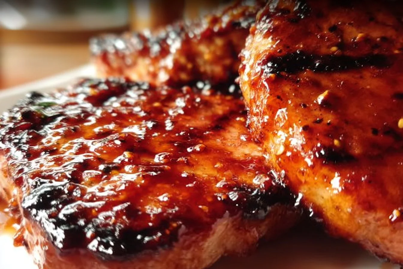 Delicious honey garlic pork chops served on a plate