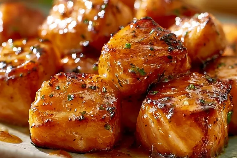 Delicious Air Fryer Honey Garlic Salmon Bites served in a bowl