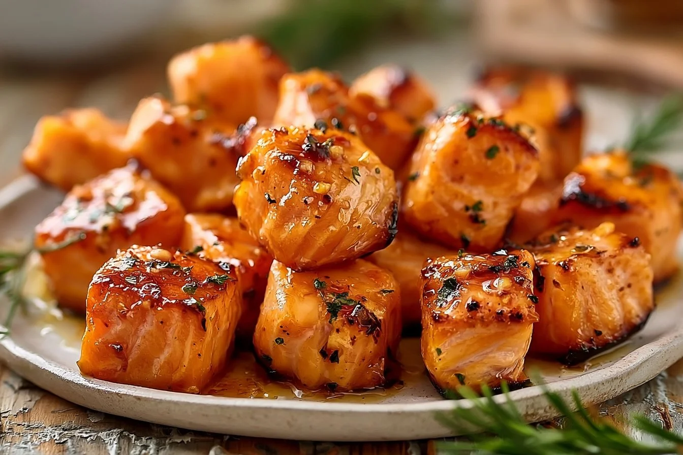 Air Fryer Honey Garlic Salmon Bites