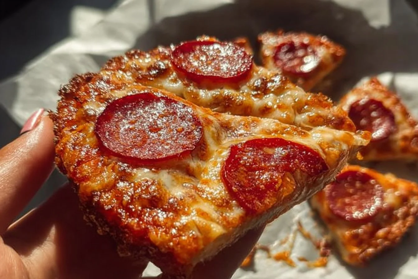 Delicious Chicken Crust Pizza with toppings ready to serve