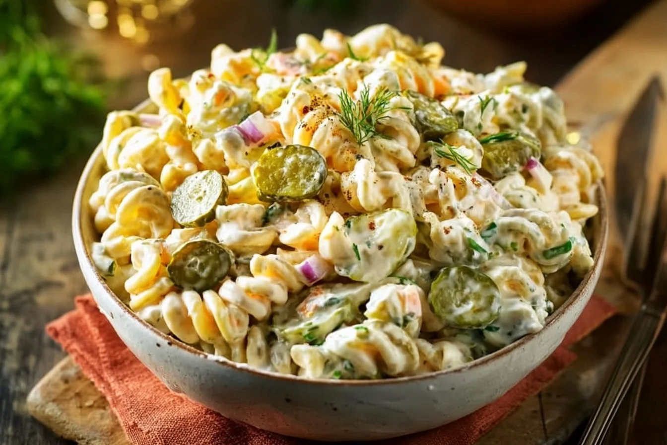 Creamy Dill Pickle Macaroni Salad