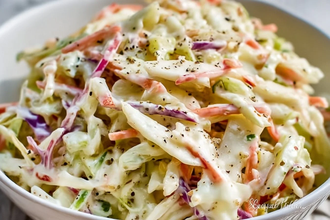 Bowl of easy apple coleslaw with fresh apples and cabbage