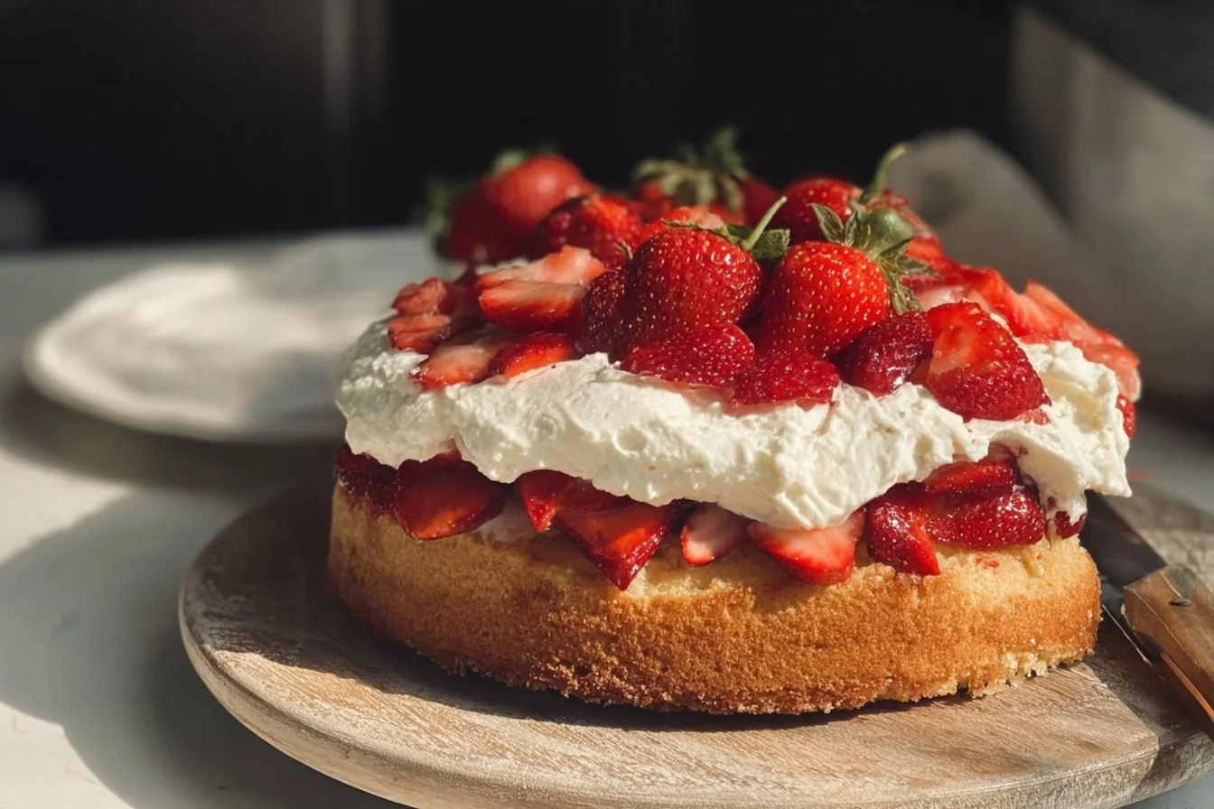 Easy Rustic Strawberry Shortcake Cake