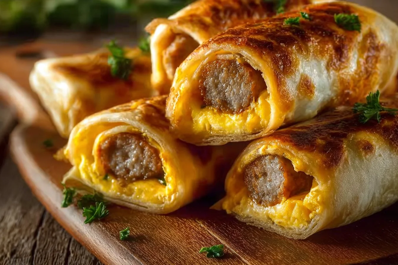 Irresistibly Cheesy Sausage Egg Breakfast Roll-Ups to Savor