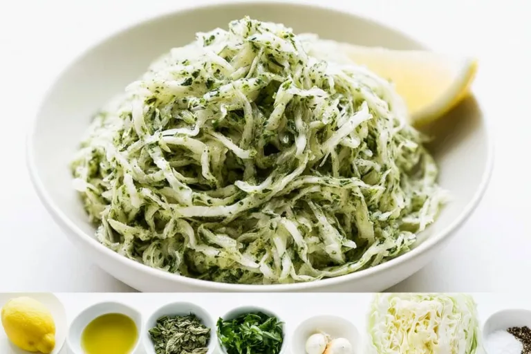 Bowl of colorful Lebanese Cabbage Slaw with fresh vegetables and herbs