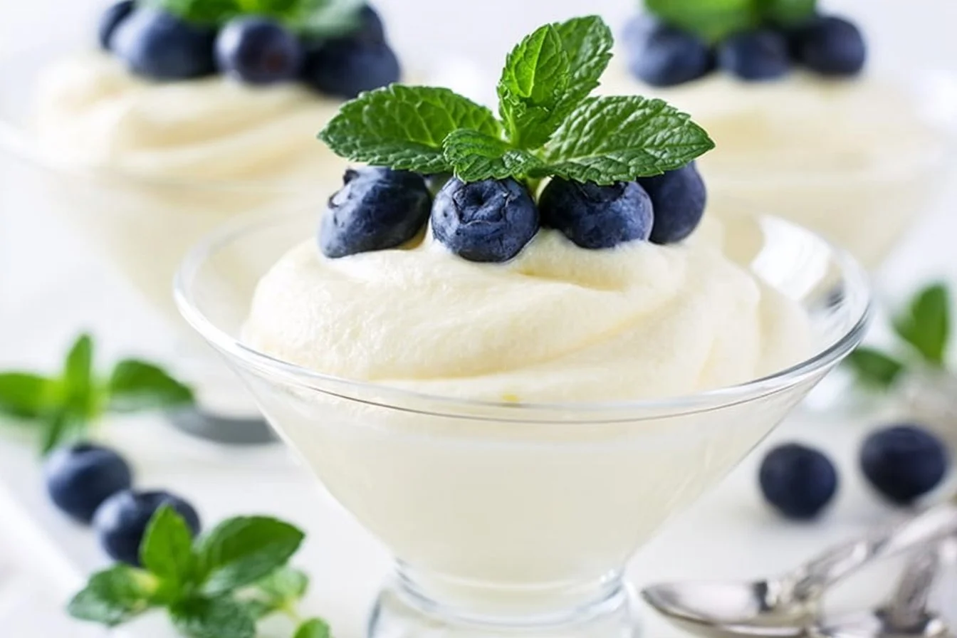 Delicious lemon cheesecake mousse served in elegant dessert cups