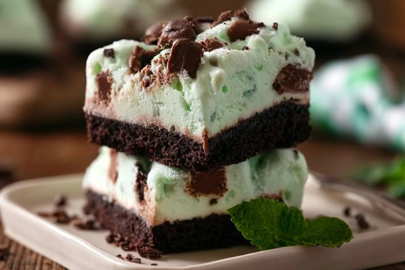 Mint Chip Brownie Ice Cream Squares