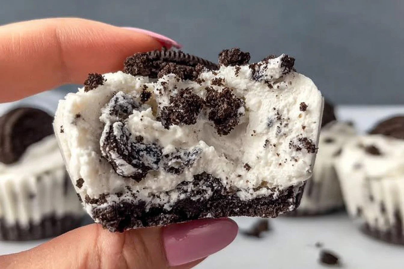 Delicious No-Bake Oreo Cheesecake Bites on a white plate