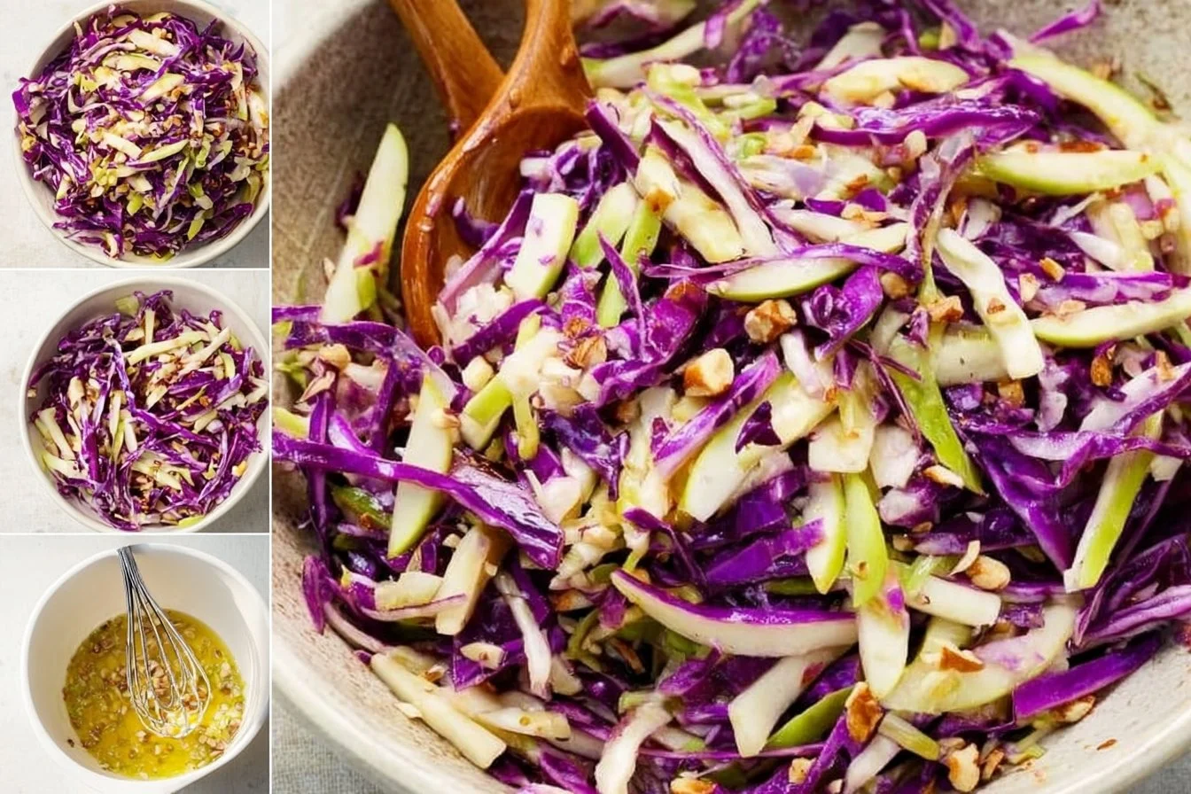 Quick cabbage apple slaw with vibrant colors and fresh ingredients