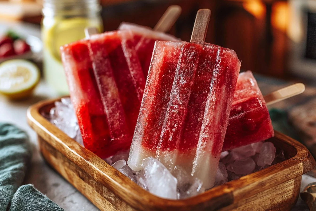Refreshing Frozen Strawberry Lemonade Popsicles