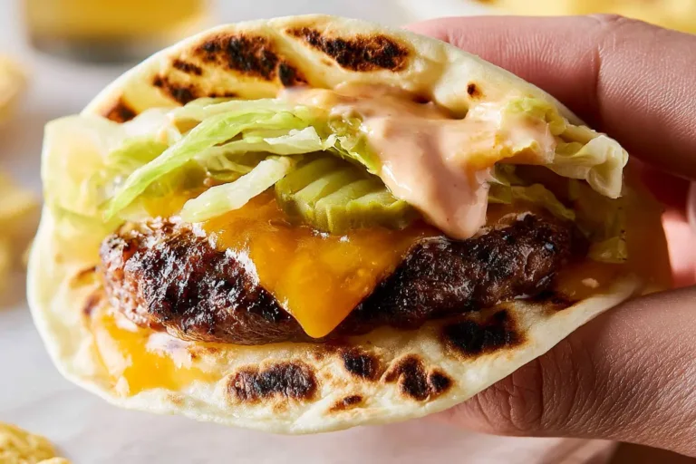 Delicious smash burger taco with special burger sauce recipe