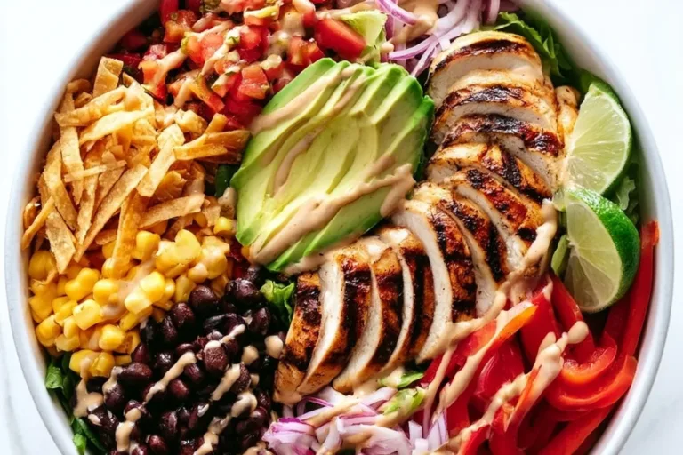Spicy Southwest Chicken Salad with colorful vegetables and grilled chicken