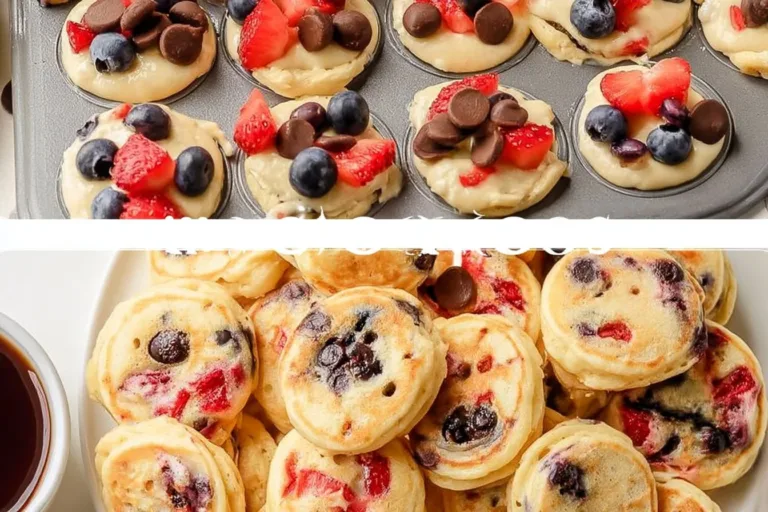 Delicious pancake mini muffins on a plate, perfect for breakfast.