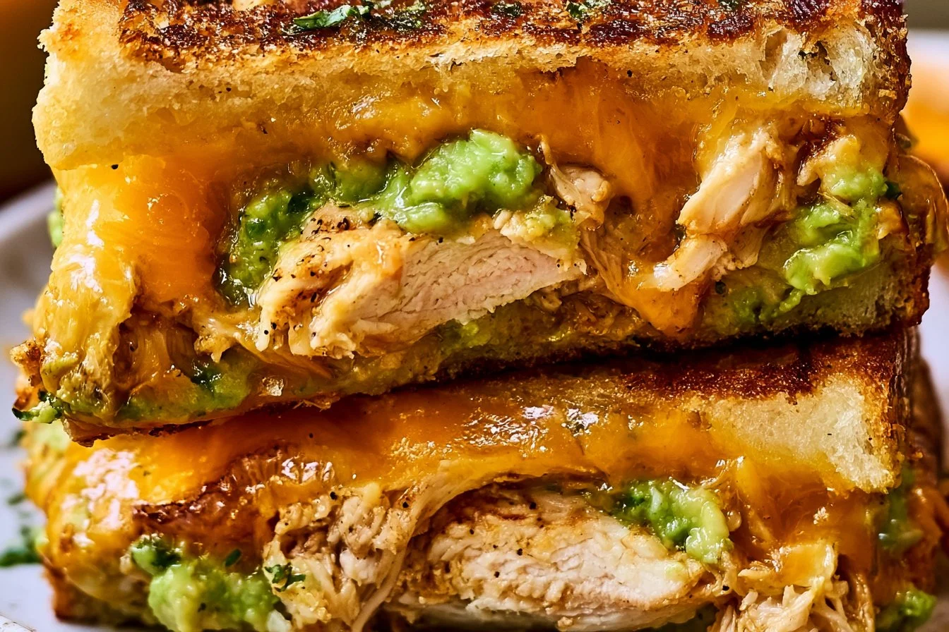 Delicious Chicken Avocado Melt Sandwich with chicken and creamy avocado filling