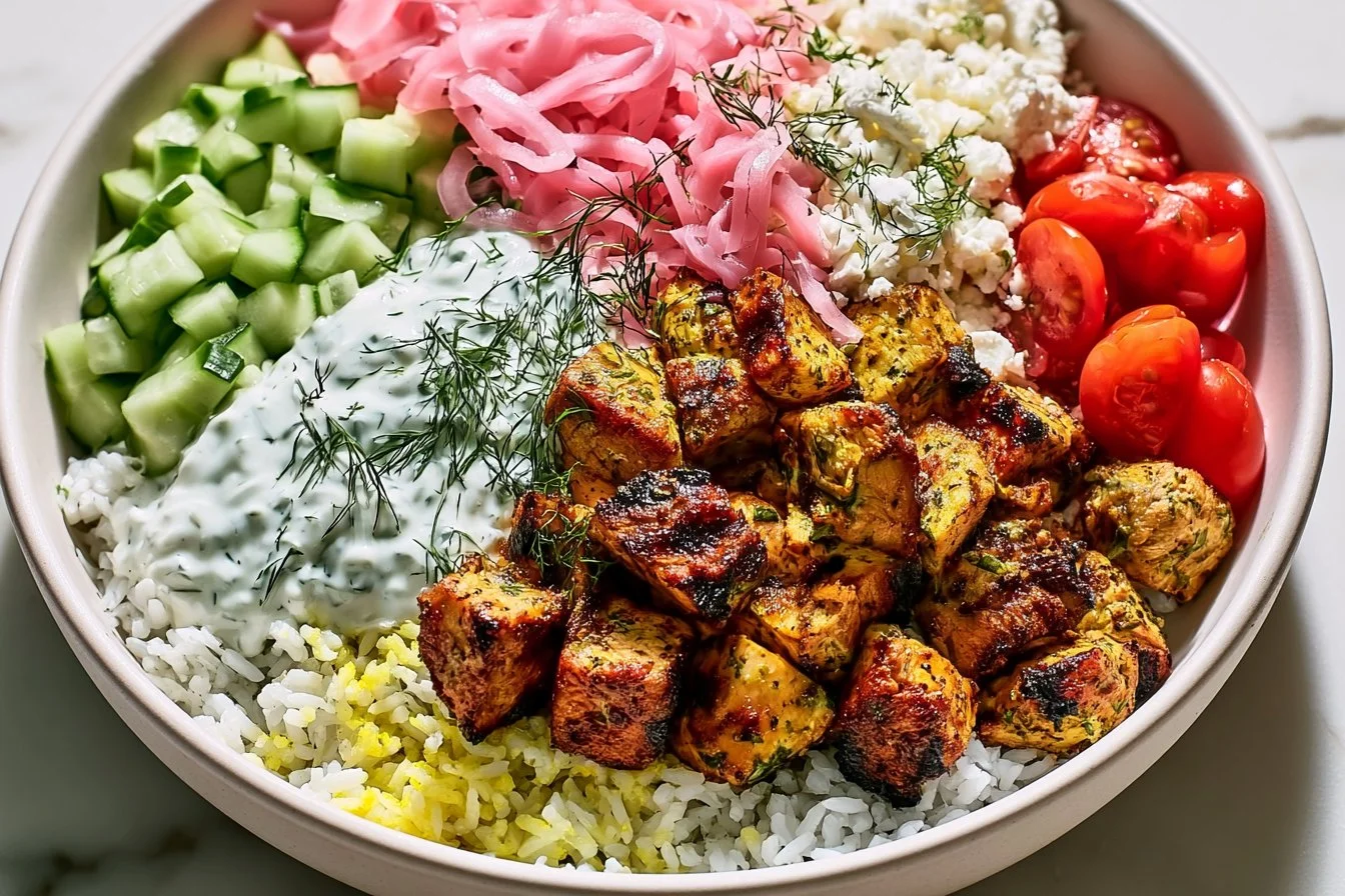Mediterranean Lemon-Dill Chicken Bowls with fresh ingredients and vibrant flavors