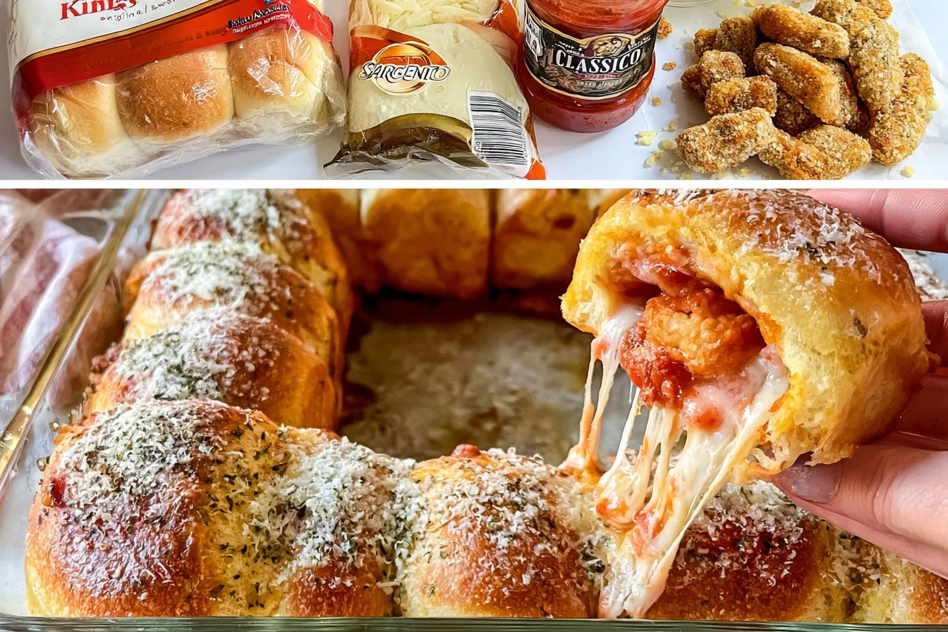 Mini Chicken Parmesan Sliders served on a platter with marinara sauce