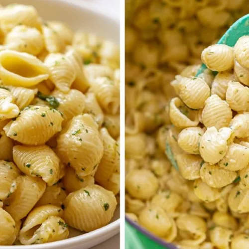 Delicious one pot garlic butter pasta garnished with parsley and parmesan cheese