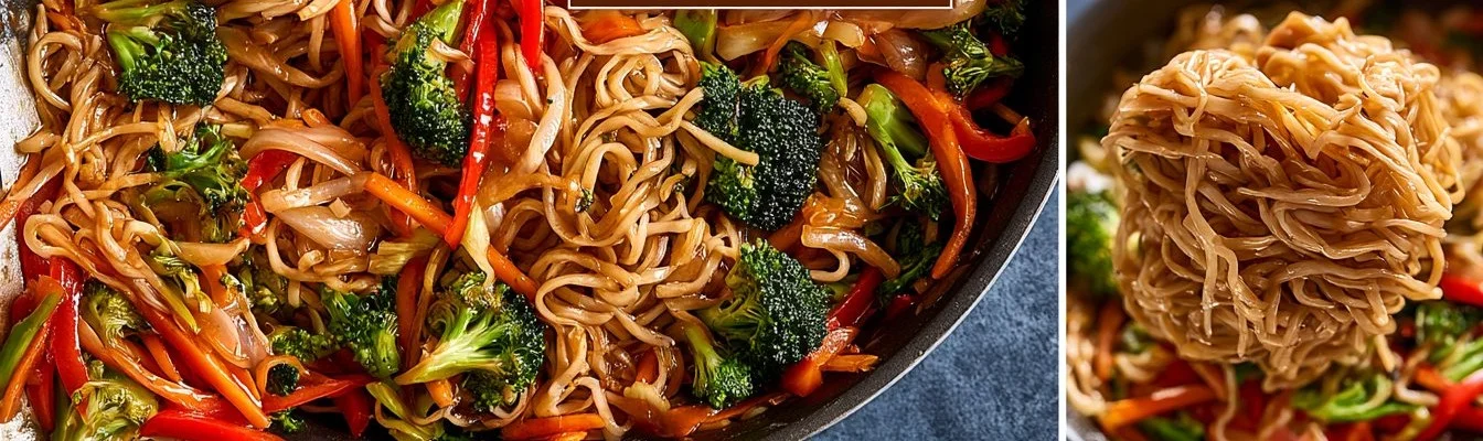 Colorful Vegetable Lo Mein dish with assorted vegetables and noodles